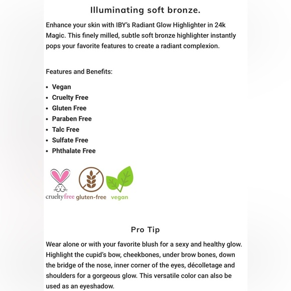 IBY Beauty Radiant Glow Highlighter in 24k Magic - Picture 6 of 10